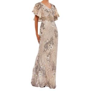 NWT Mac Duggal Bell Sleeve Floral Embellished Gown Size 12
